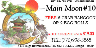 FREE 6 CRAB RANGOON OR 2 EGG ROLLS