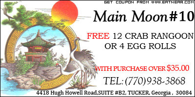 FREE 12 CRAB RANGOON OR 4 EGG ROLLS